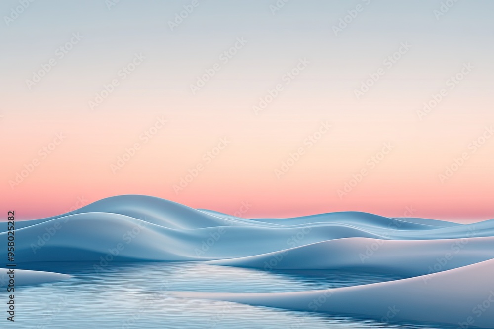 Serene landscape with rolling hills under a pastel sky, reflecting a tranquil body of water, perfect for relaxation. Serene landscape with rolling hills under a pastel sky, reflecting a tranquil body of water, perfect for relaxation.