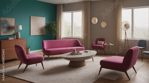 Living room design concept image, interior design template.