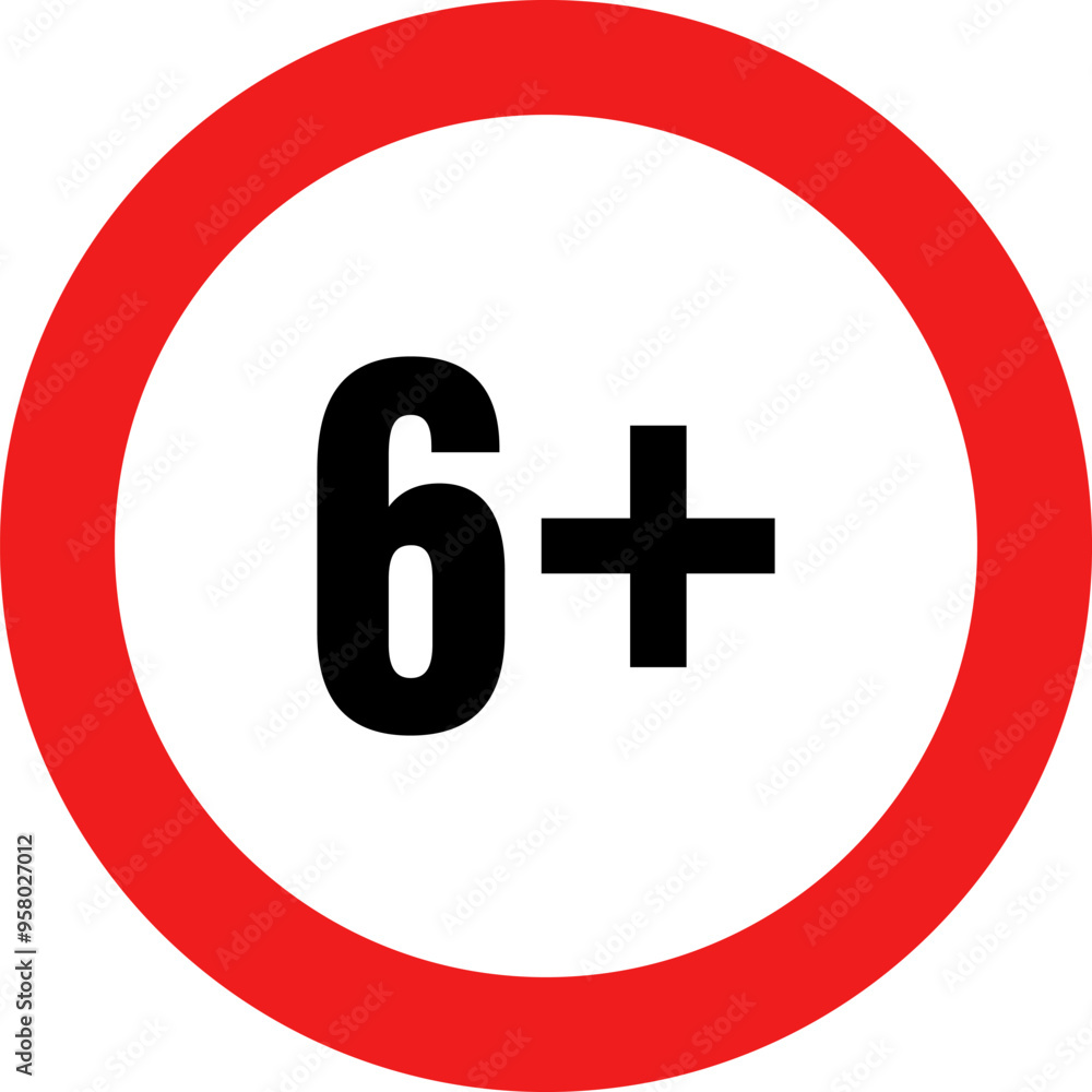 Age Limit 6 Plus. Age Restriction Content Icon Age Limit 6 Plus. Age Restriction Content Icon