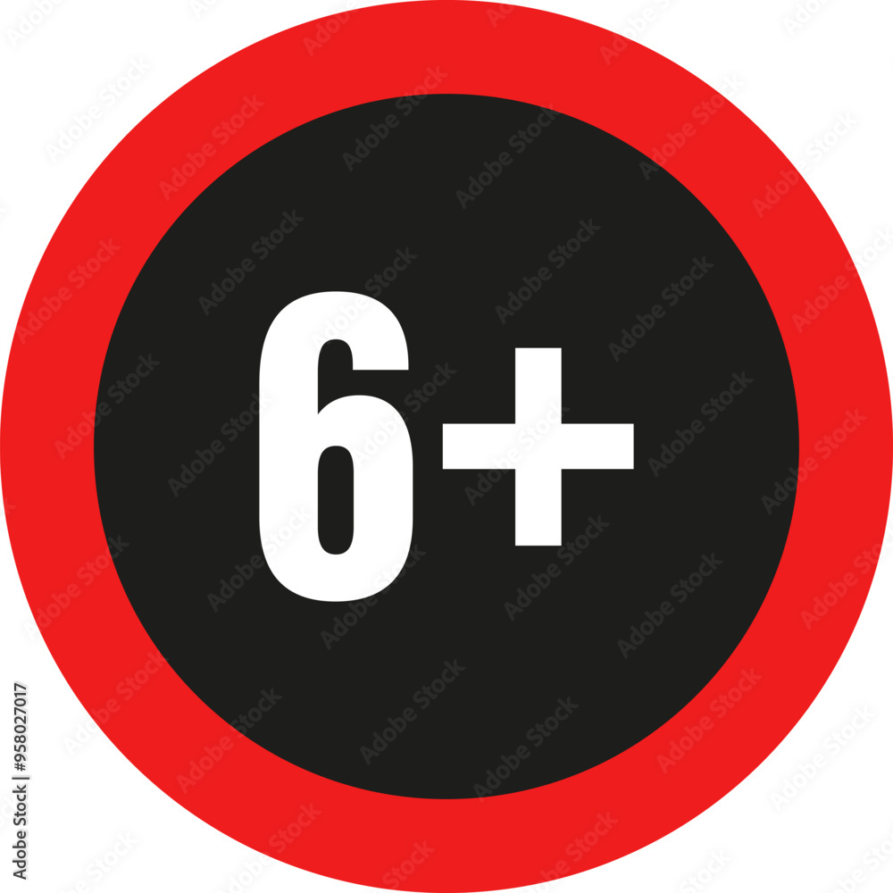 Age Limit 6 Plus. Age Restriction Content Icon Age Limit 6 Plus. Age Restriction Content Icon