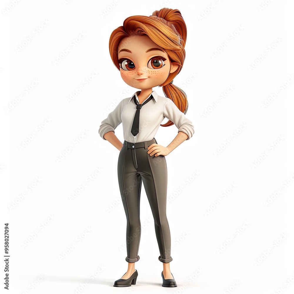 Charming 3D Cartoon Character Representing Modern Office Vibes with Enthusiastic Attitude Charming 3D Cartoon Character Representing Modern Office Vibes with Enthusiastic Attitude