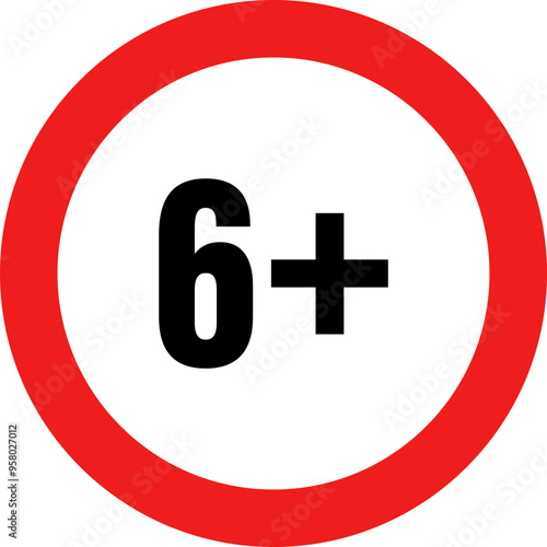 Age Limit 6 Plus. Age Restriction Content Icon