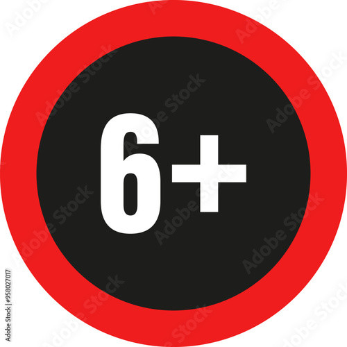 Age Limit 6 Plus. Age Restriction Content Icon