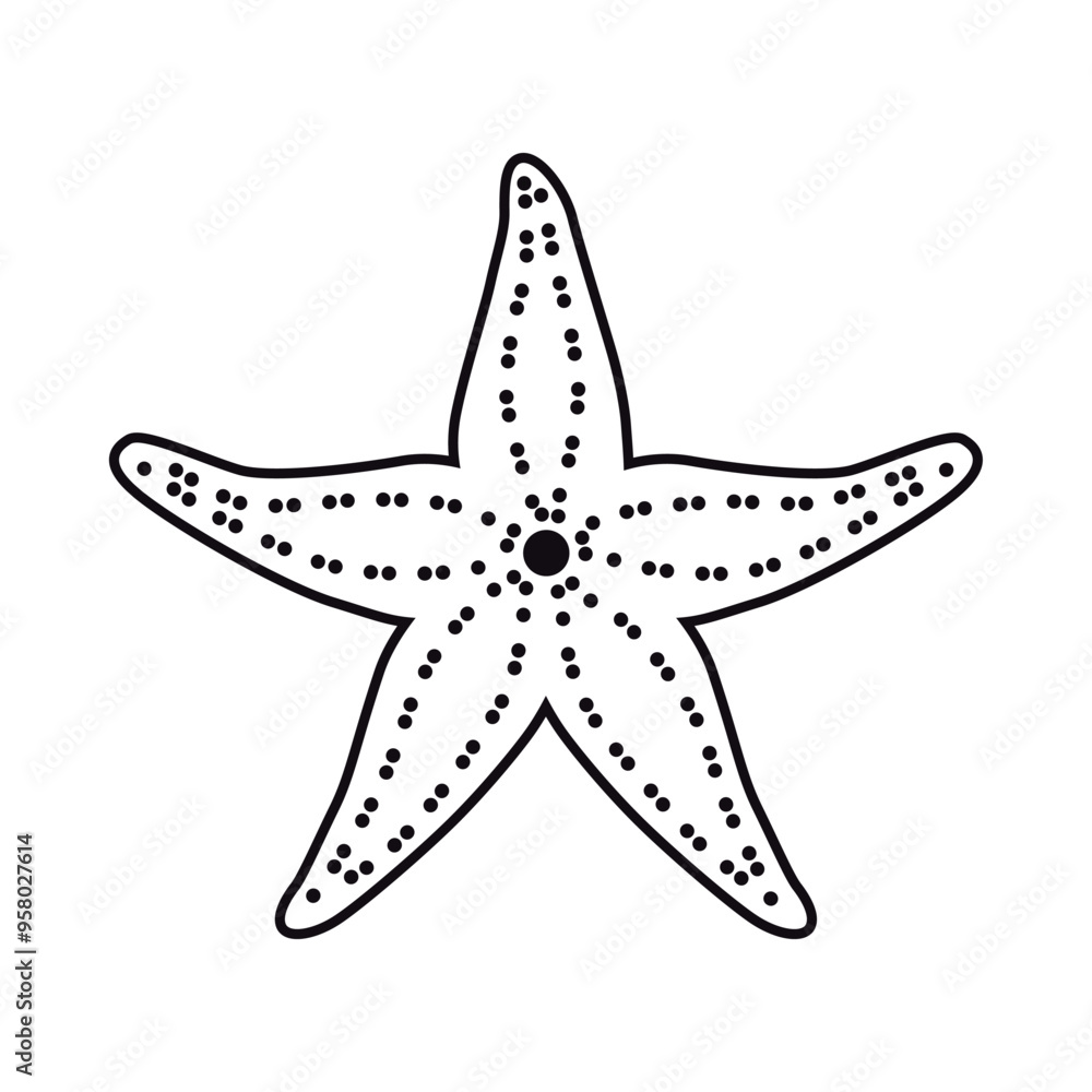 The starfish icon. The black outline of a starfish. Marine life. Vector illustration isolated on a white background for design and web. The starfish icon. The black outline of a starfish. Marine life. Vector illustration isolated on a white background for design and web.
