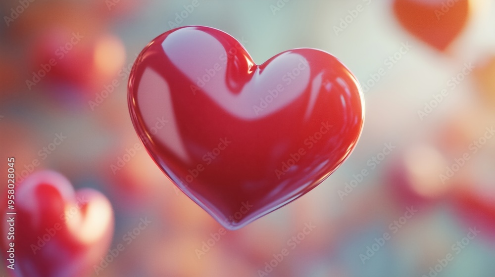3d floating heart icon for social media background, Valentine Day theme. 3d rendering 3d floating heart icon for social media background, Valentine Day theme. 3d rendering