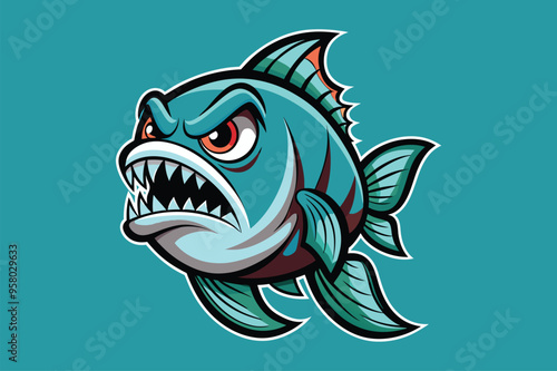 Angry fish  art   illustration   vector .eps