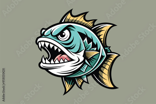 Angry fish  art   illustration   vector .eps