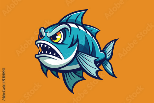 Angry fish  art   illustration   vector .eps