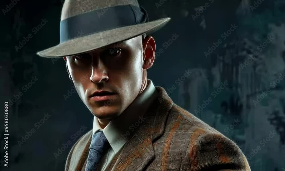 Dapper gentleman in a tailored suit and fedora, Video Dapper gentleman in a tailored suit and fedora, Video