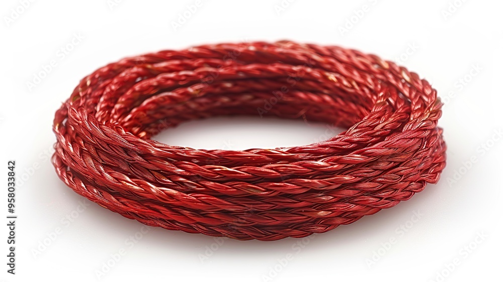 Red Twisted Cord on a White Background Red Twisted Cord on a White Background