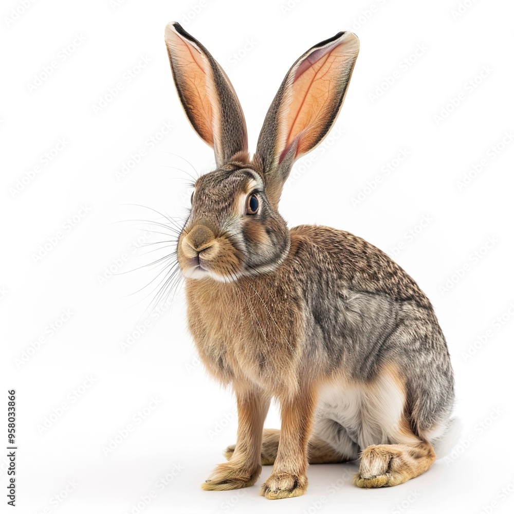 Lop Eared Rabbit with one ear up isolated on white Lop Eared Rabbit with one ear up isolated on white
