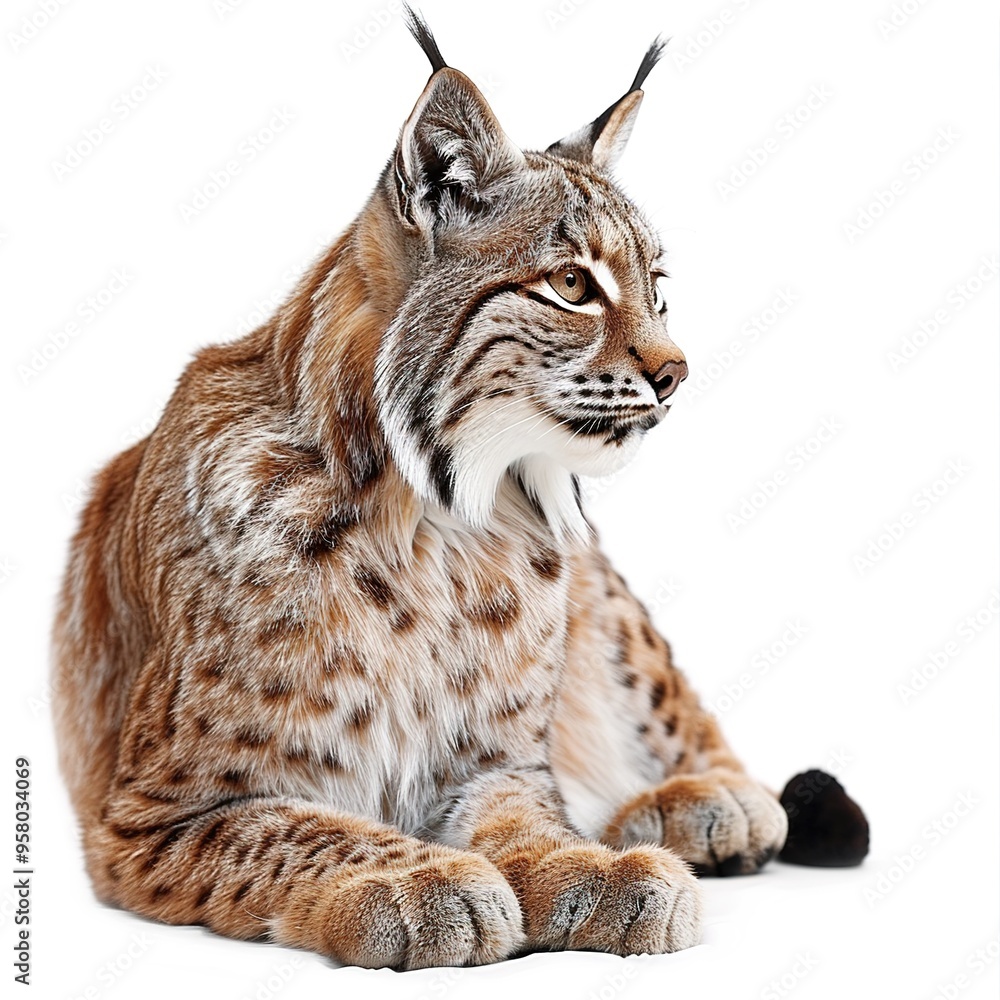 Obraz premium lynx in front of white background