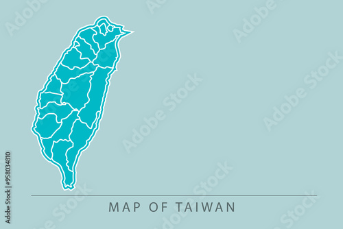 Taiwan map with soft colors background. Creative detailed Taiwan map isolated on blue background. simple Taiwan Vector template for design and creative ideas. EPS 10