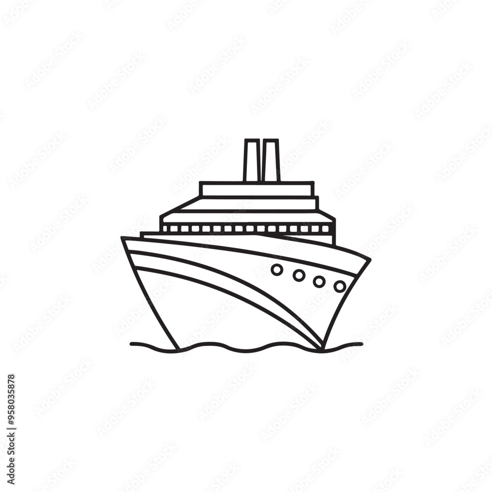 Obraz premium Cruise ship icon, silhouette, Ship Clipart, Cruise ship logo design vector illustration.