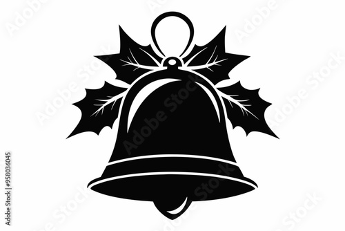 Christmas Bell silhouette vector illustration. Xmas bell icon art on white background