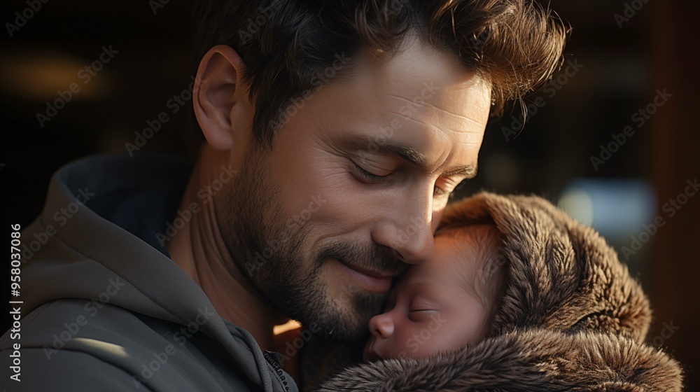 A man is holding a baby in his arms A man is holding a baby in his arms