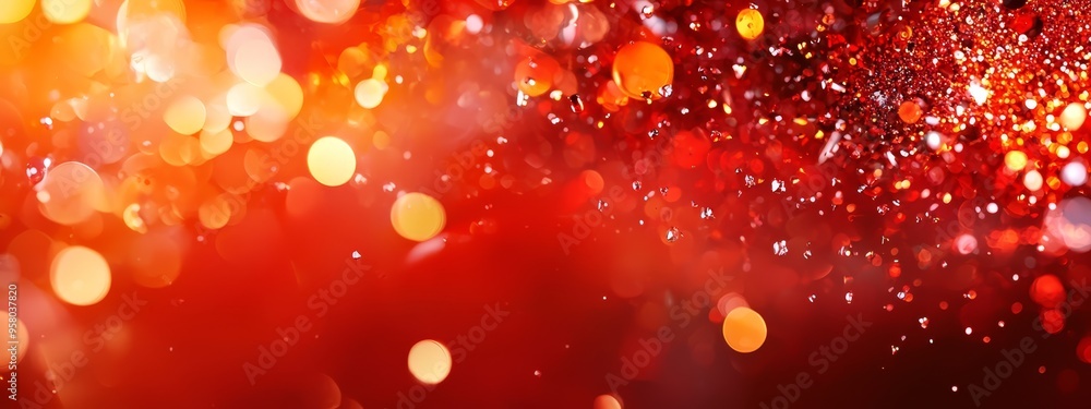 Red and yellow background with multiple circle lights radiating from their centers Red and yellow background with multiple circle lights radiating from their centers