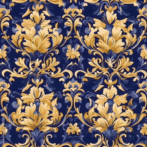 Royal Blue Damask Dreams 
