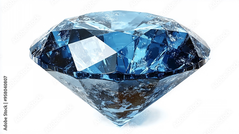 Azure Treasure: A captivating blue diamond sparkles on a pristine white background, showcasing its brilliance and allure. Azure Treasure: A captivating blue diamond sparkles on a pristine white background, showcasing its brilliance and allure.