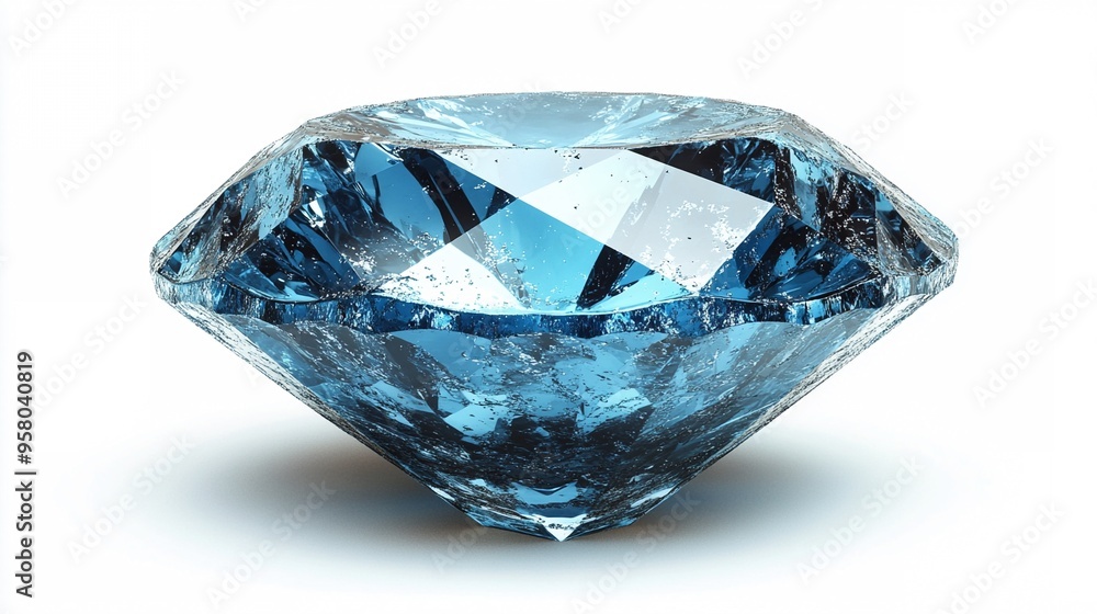 Azure Treasure: A captivating blue diamond sparkles on a pristine white background, showcasing its brilliance and allure. Azure Treasure: A captivating blue diamond sparkles on a pristine white background, showcasing its brilliance and allure.