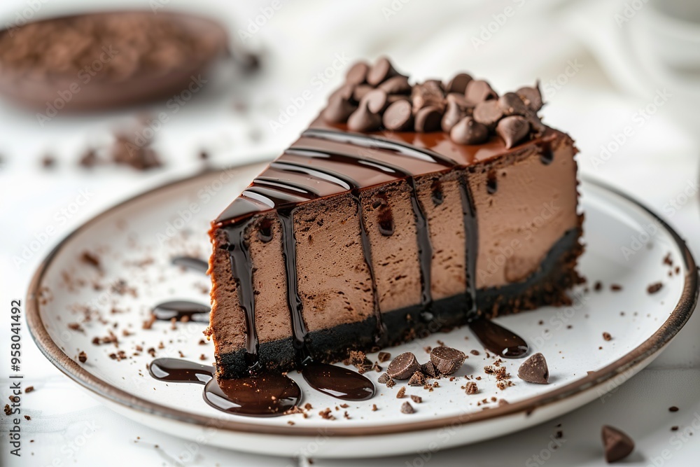 Slice of Delicious Chocolate Cheesecake Slice of Delicious Chocolate Cheesecake