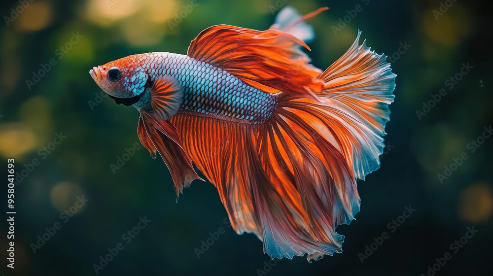 Vibrant Betta Fish with Flowing Fins - Underwater Beauty Vibrant Betta Fish with Flowing Fins - Underwater Beauty