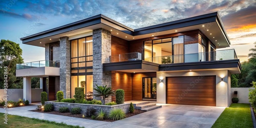 A fusion of modernity and luxury, this stylish abode presents a contemporary exterior and an interior rich in A fusion of modernity and luxury, this stylish abode presents a contemporary exterior and an interior rich in