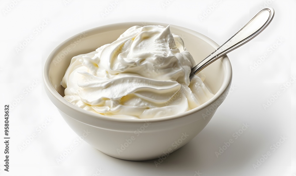 bowl of sour cream or yogurt. bowl of sour cream or yogurt.