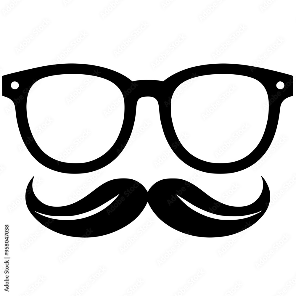 Hipster symbol silhouette of glasses and mustache Hipster symbol silhouette of glasses and mustache