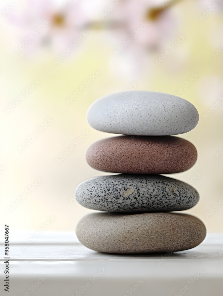 Stacked Zen Stones Balanced in Serene Minimalist Arrangement