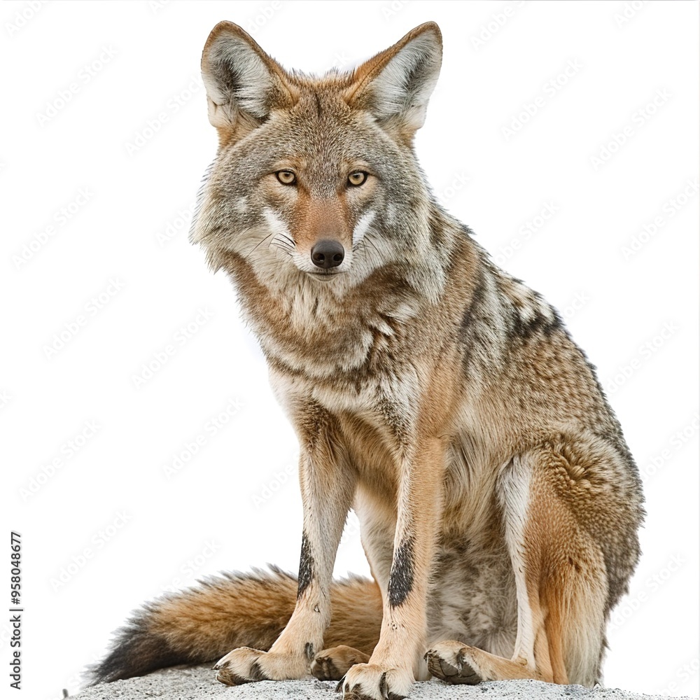 Beautiful Coyote s Watchful Stare on a Clear Surface or PNG Transparent Background. Beautiful Coyote s Watchful Stare on a Clear Surface or PNG Transparent Background.