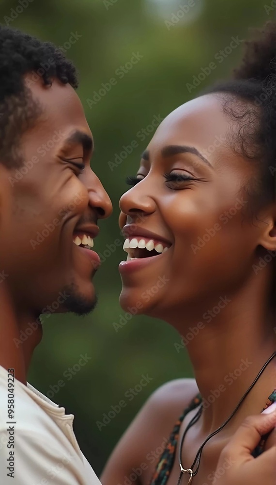 Laughter Together, a close-up of the interracial couple caught in a moment of shared laughter Laughter Together, a close-up of the interracial couple caught in a moment of shared laughter