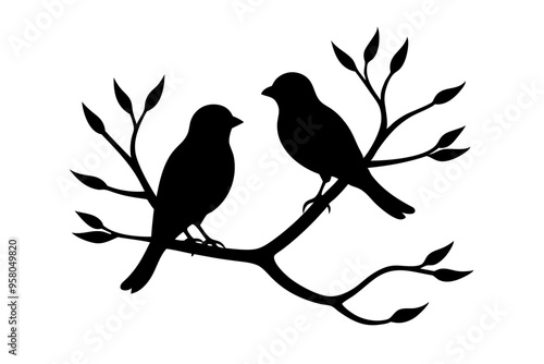 Photography Two birds loving silhouette in small tree