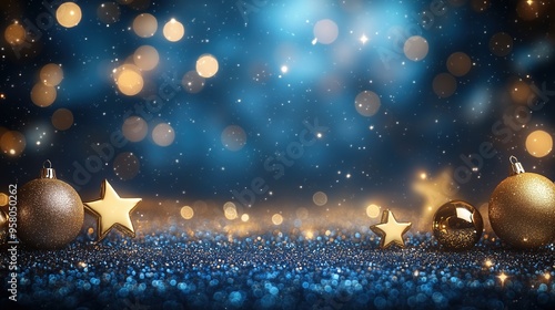 Blue background with a star and a gold star on it.