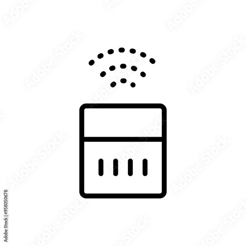 Humidifier Device Line Icon. Electronic Appliance Air Purifier Concept Outline Pictogram. Ventilation Technology Illustration. Simple Vector Isolated On White Background.