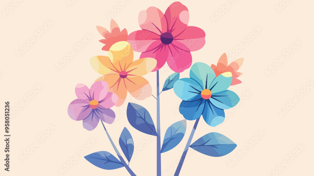 Obraz premium Retro Colorful Flower Concept Plant with Multicolored Petals