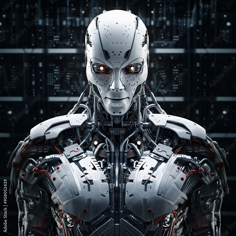 Science and technology AI robot portrait close-up Science and technology AI robot portrait close-up