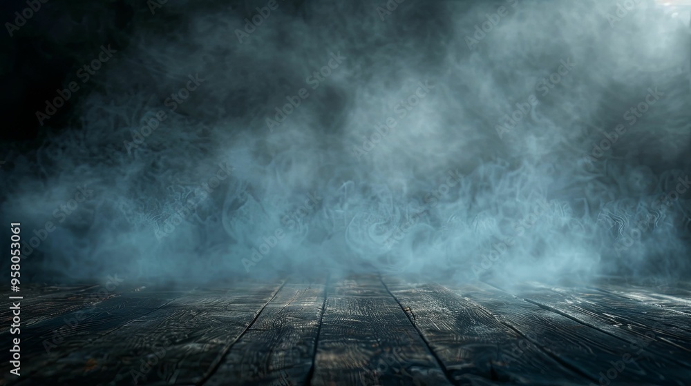 Dark Wooden Plank Surface with Smoky Haze Dark Wooden Plank Surface with Smoky Haze