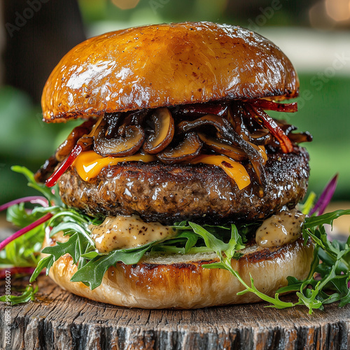A gourmet plant-based burge...