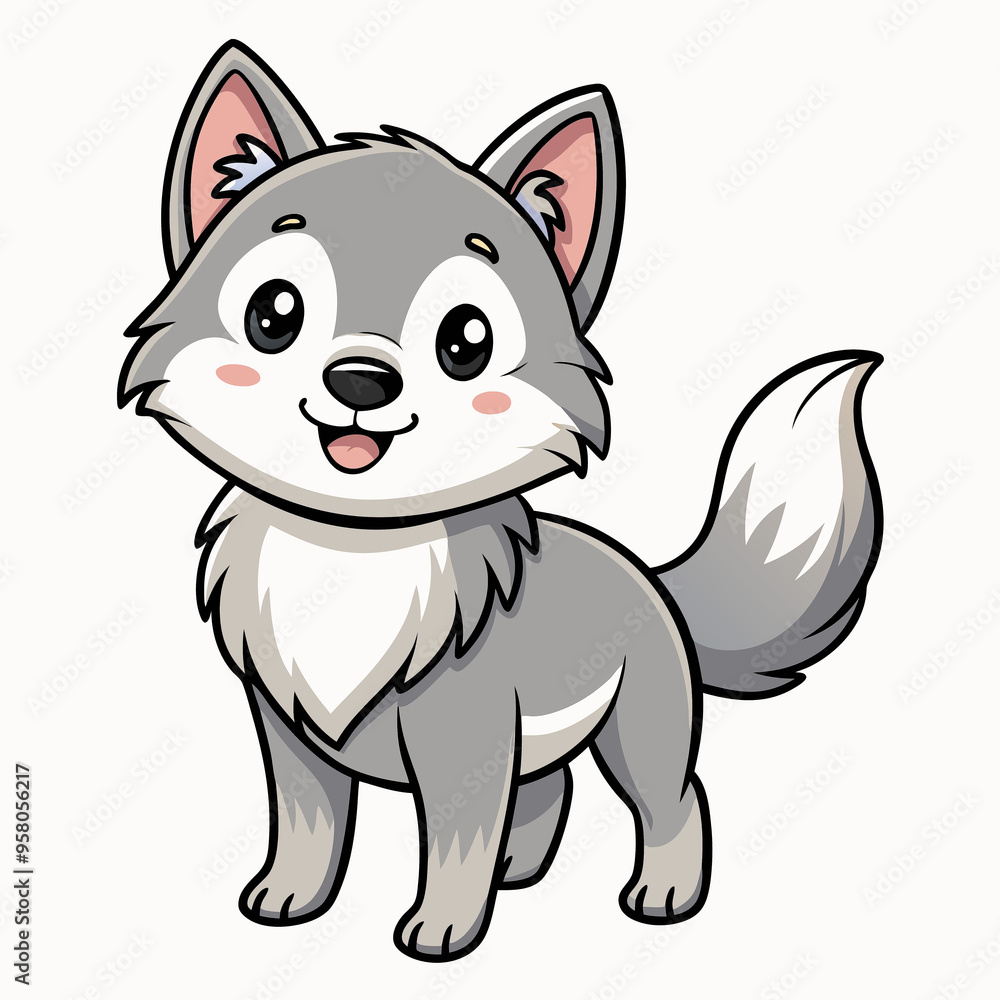 Obraz premium Cute Little wolf cartoon graphic design