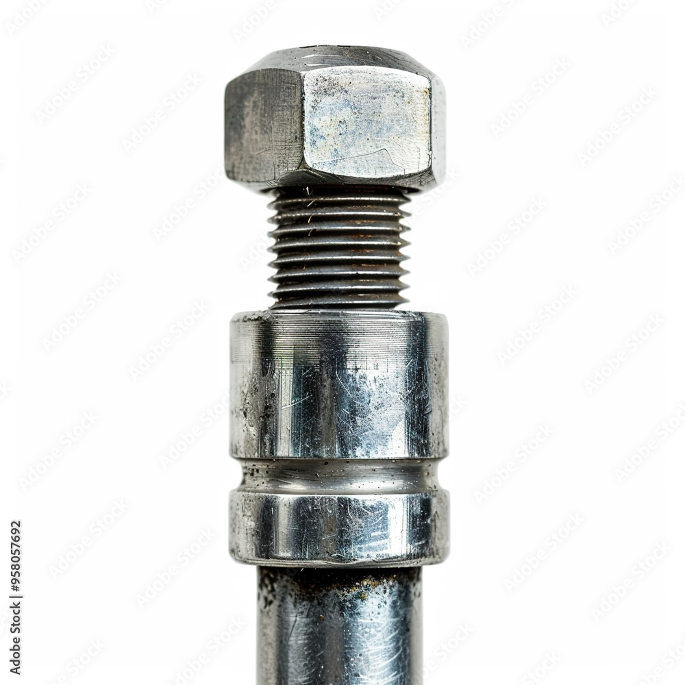 Detailed close-up of a metallic object against a stark white background Detailed close-up of a metallic object against a stark white background