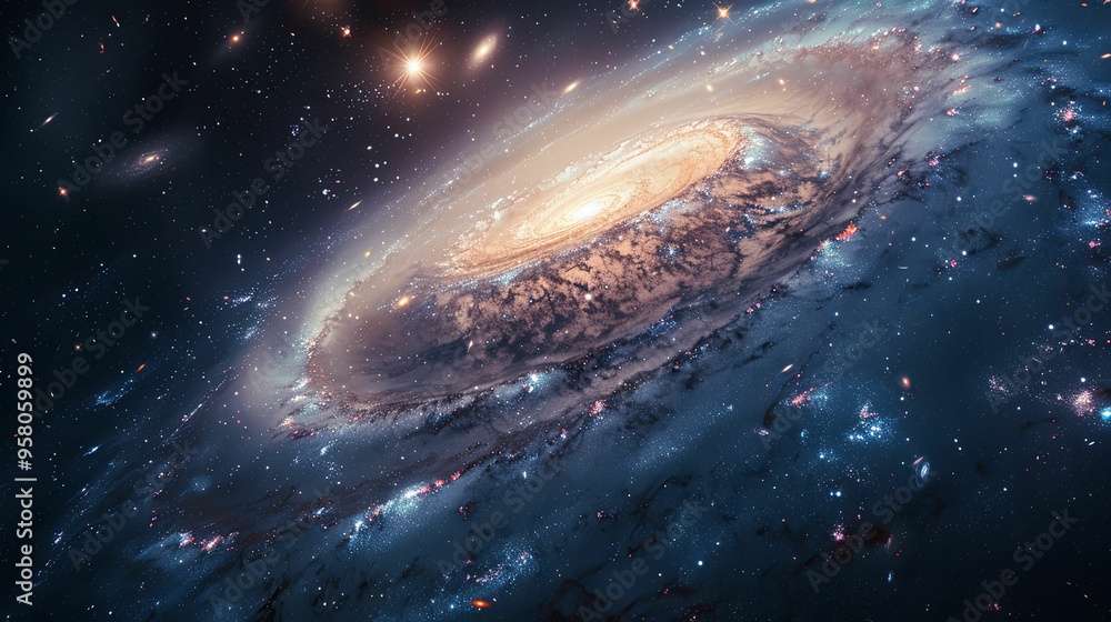 Fototapeta premium A Spiral Galaxy in the Vastness of Space