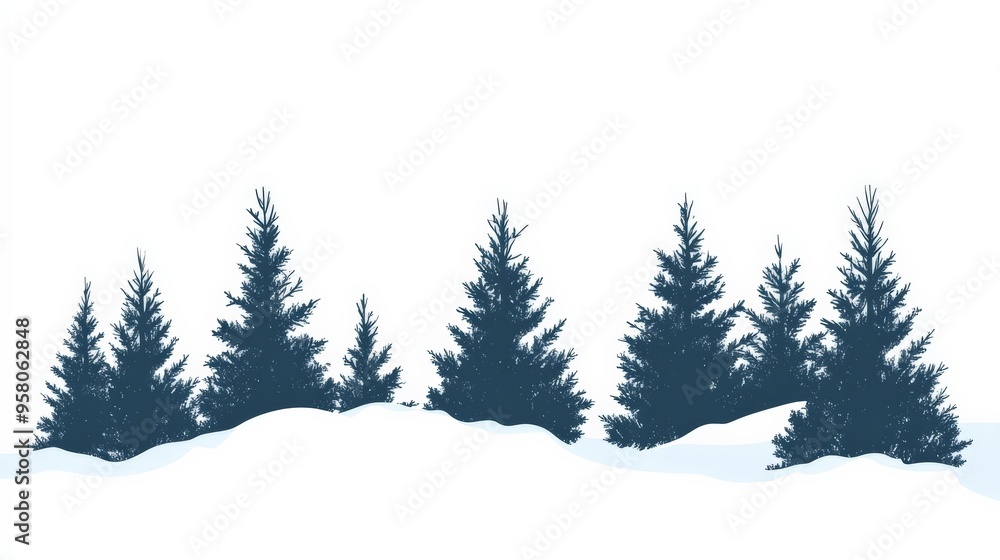 Naklejka premium Winter Forest Silhouette.