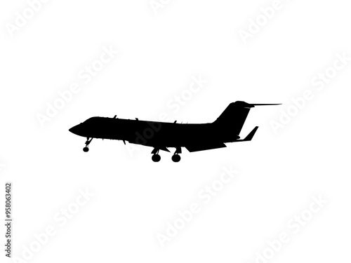 Silhouette of the Private Jet, Aircraft, Aeroplane. Flat Style, can use for Logo Gram, Pictogram, Apps, Website, or Graphic Design Element. Vector Illustartion