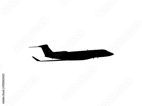 Silhouette of the Private Jet, Aircraft, Aeroplane. Flat Style, can use for Logo Gram, Pictogram, Apps, Website, or Graphic Design Element. Vector Illustartion