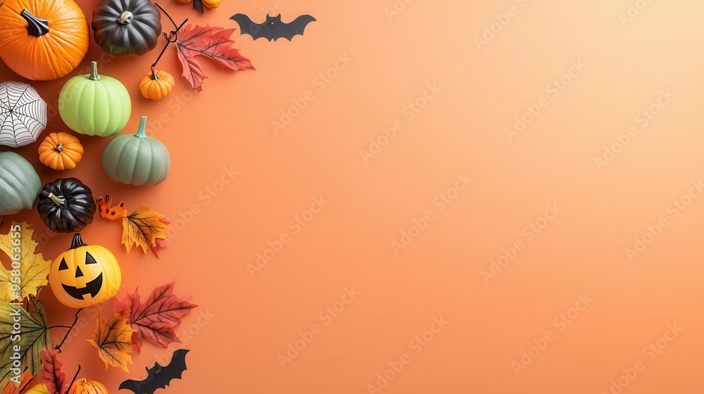 Fototapeta premium Halloween decorations sales flyer featuring a variety of themed decor items