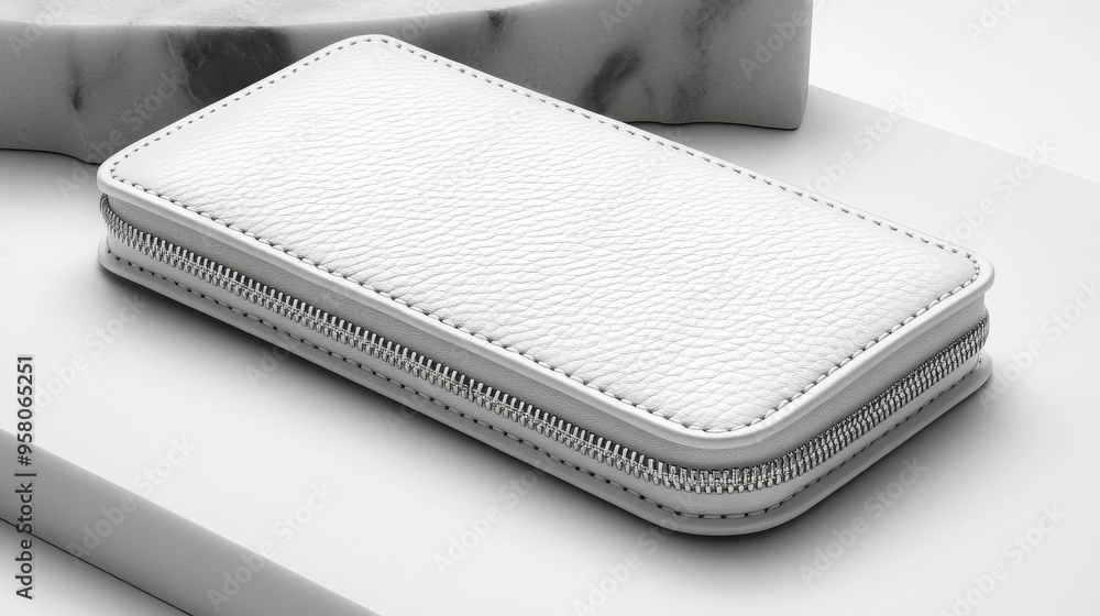 High-Resolution White Leather Wallet in Minimalist Style High-Resolution White Leather Wallet in Minimalist Style