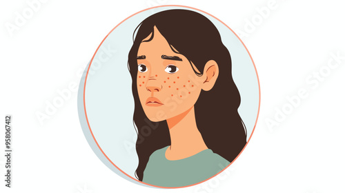 Woman with Acne Young Girl Looking in Mirror