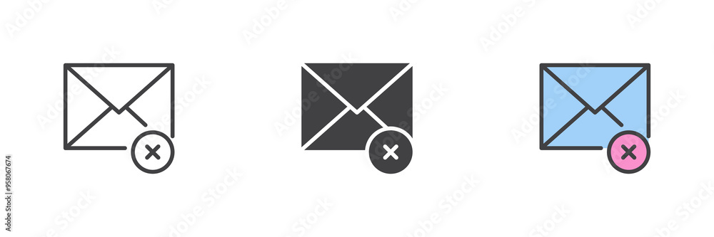 Delete message different style icon set Delete message different style icon set