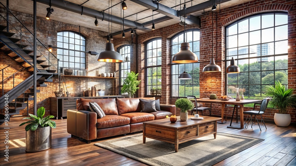 Moody textures and industrial nuances converge in this converted loft, where rugged metal accents and vintage decor Moody textures and industrial nuances converge in this converted loft, where rugged metal accents and vintage decor
